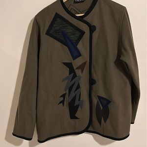 BEPPA Unique Wool Blend Geometric Button Up Womens Coat Size Small